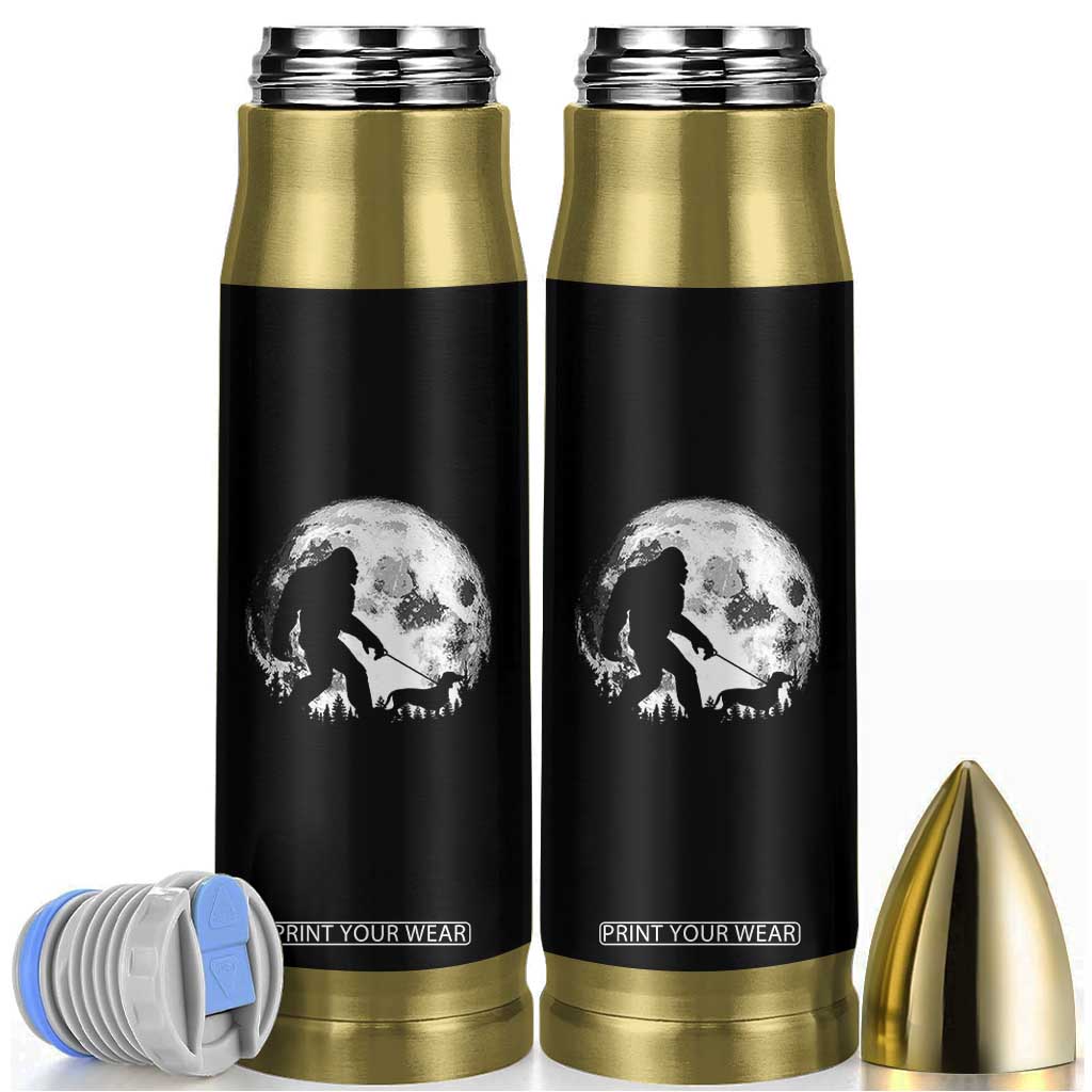 Bigfoot Walking Dachshund Bullet Tumbler Funny Doxie Wiener Sasquatch Night Stroll Full Moon TS10 Black Print Your Wear