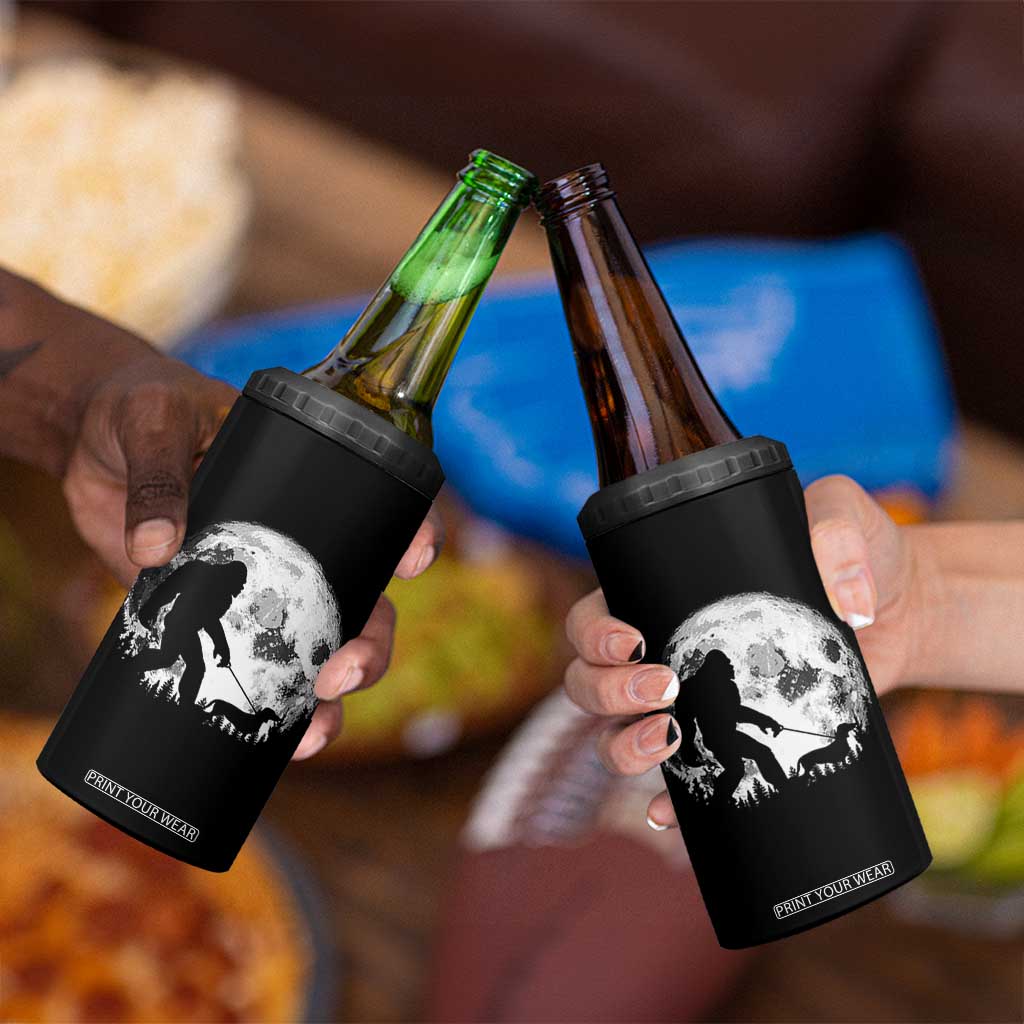 Bigfoot Walking Dachshund 4 in 1 Can Cooler Tumbler Funny Doxie Wiener Sasquatch Night Stroll Full Moon TS10 Print Your Wear