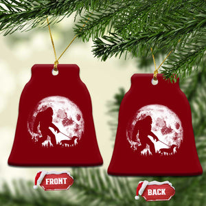 Bigfoot Walking Dachshund Ceramic Ornament Funny Doxie Wiener Sasquatch Night Stroll Full Moon TS10 Print Your Wear