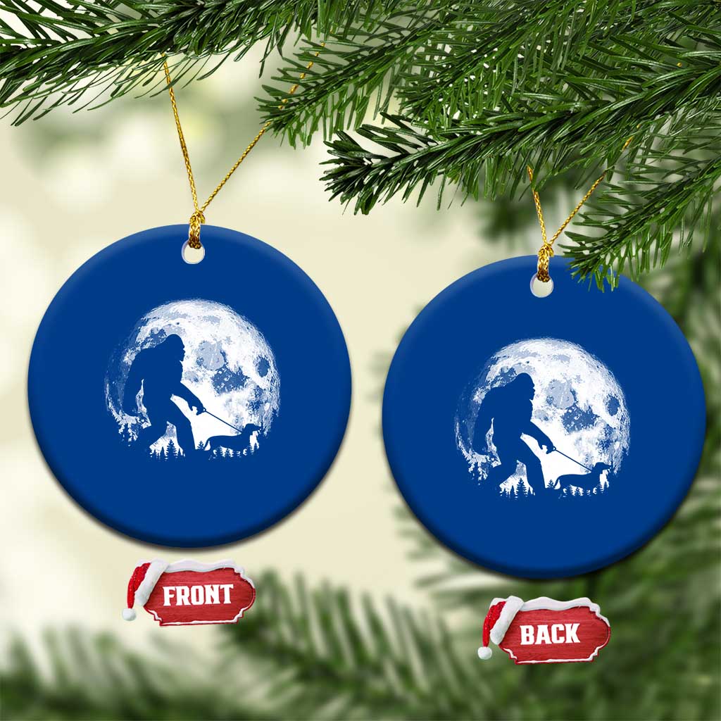 Bigfoot Walking Dachshund Ceramic Ornament Funny Doxie Wiener Sasquatch Night Stroll Full Moon TS10 1pc Blue Print Your Wear