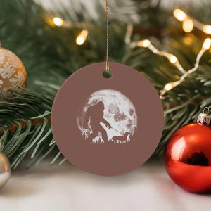 Bigfoot Walking Dachshund Ceramic Ornament Funny Doxie Wiener Sasquatch Night Stroll Full Moon TS10 1pc Mocha Print Your Wear