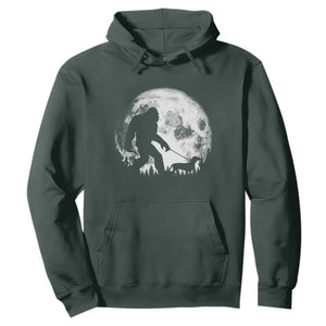 Bigfoot Walking Dachshund Hoodie Funny Doxie Wiener Sasquatch Night Stroll Full Moon TS10 Dark Forest Green Print Your Wear