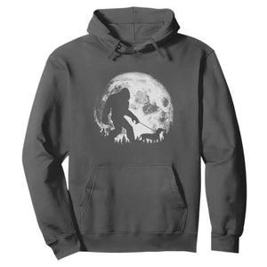 Bigfoot Walking Dachshund Hoodie Funny Doxie Wiener Sasquatch Night Stroll Full Moon TS10 Dark Heather Print Your Wear