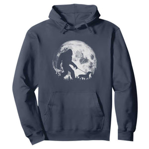 Bigfoot Walking Dachshund Hoodie Funny Doxie Wiener Sasquatch Night Stroll Full Moon TS10 Navy Print Your Wear