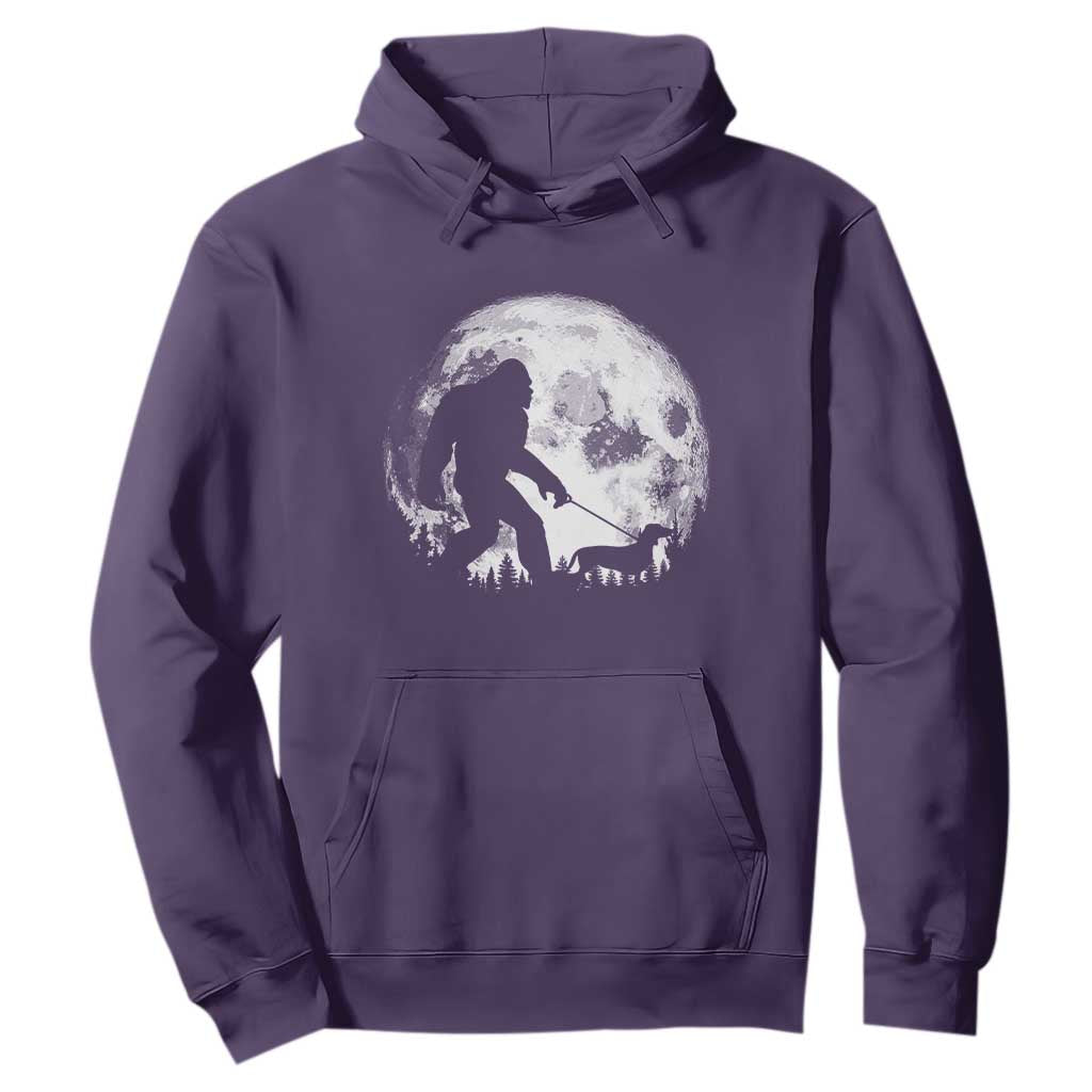 Bigfoot Walking Dachshund Hoodie Funny Doxie Wiener Sasquatch Night Stroll Full Moon TS10 Purple Print Your Wear