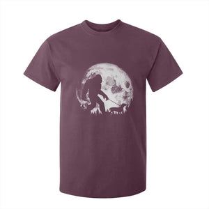 Bigfoot Walking Dachshund T Shirt For Kid Funny Doxie Wiener Sasquatch Night Stroll Full Moon TS10 Maroon Print Your Wear