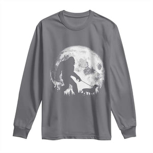 Bigfoot Walking Dachshund Long Sleeve Shirt Funny Doxie Wiener Sasquatch Night Stroll Full Moon TS10 Charcoal Print Your Wear