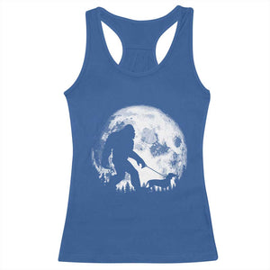 Bigfoot Walking Dachshund Racerback Tank Top Funny Doxie Wiener Sasquatch Night Stroll Full Moon TS10 Royal Blue Print Your Wear