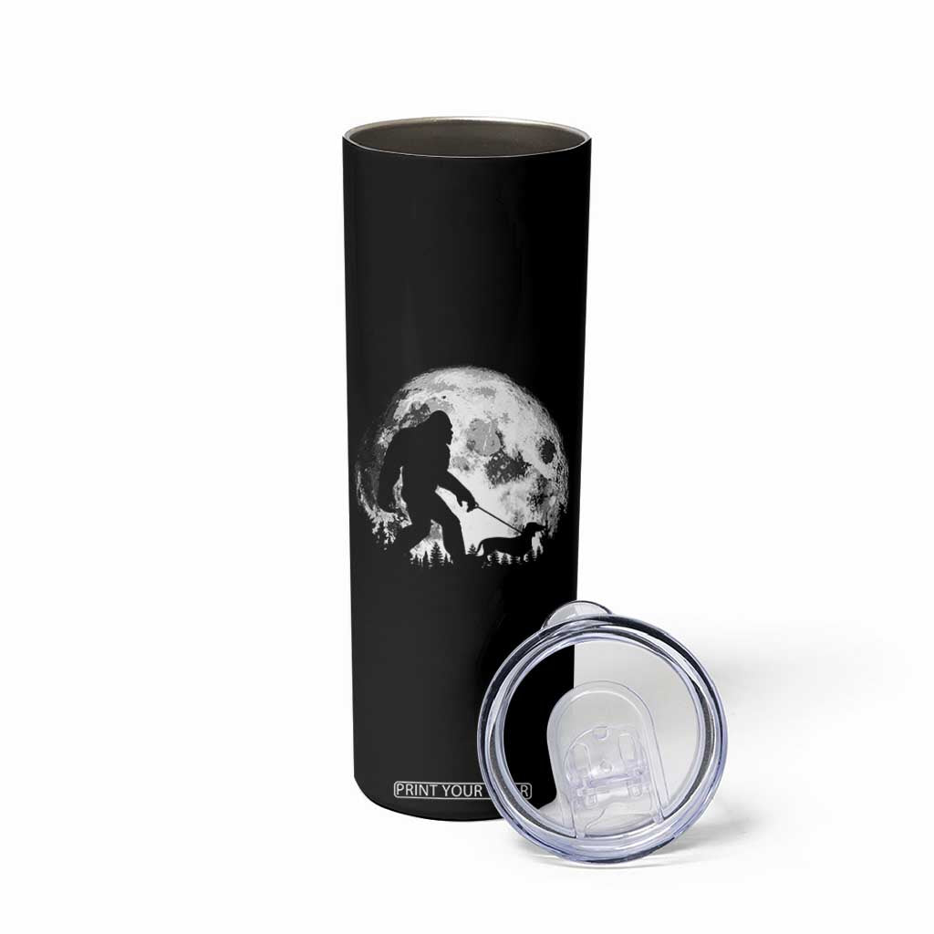 Bigfoot Walking Dachshund Skinny Tumbler Funny Doxie Wiener Sasquatch Night Stroll Full Moon TS10 Print Your Wear