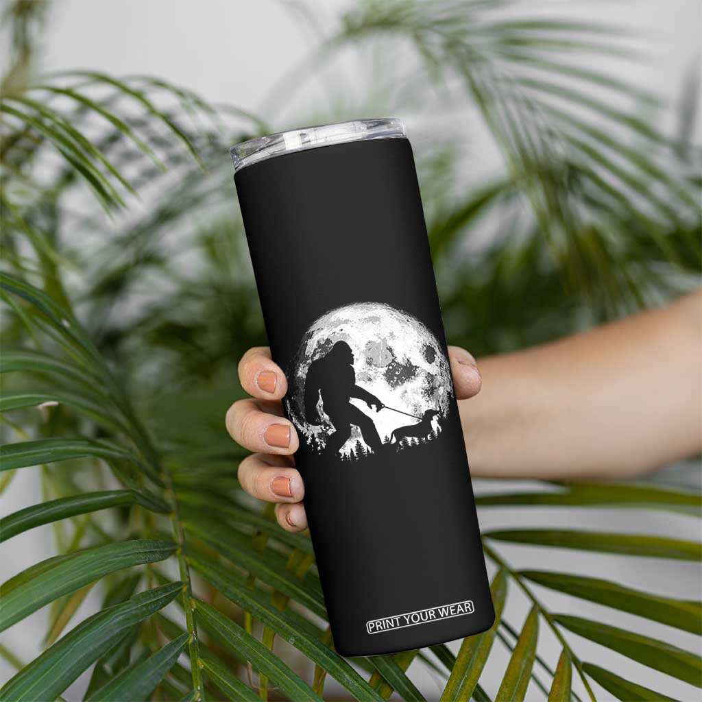 Bigfoot Walking Dachshund Skinny Tumbler Funny Doxie Wiener Sasquatch Night Stroll Full Moon TS10 Print Your Wear