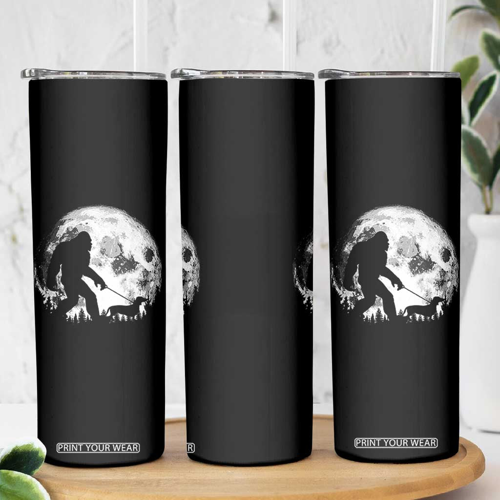 Bigfoot Walking Dachshund Skinny Tumbler Funny Doxie Wiener Sasquatch Night Stroll Full Moon TS10 Print Your Wear