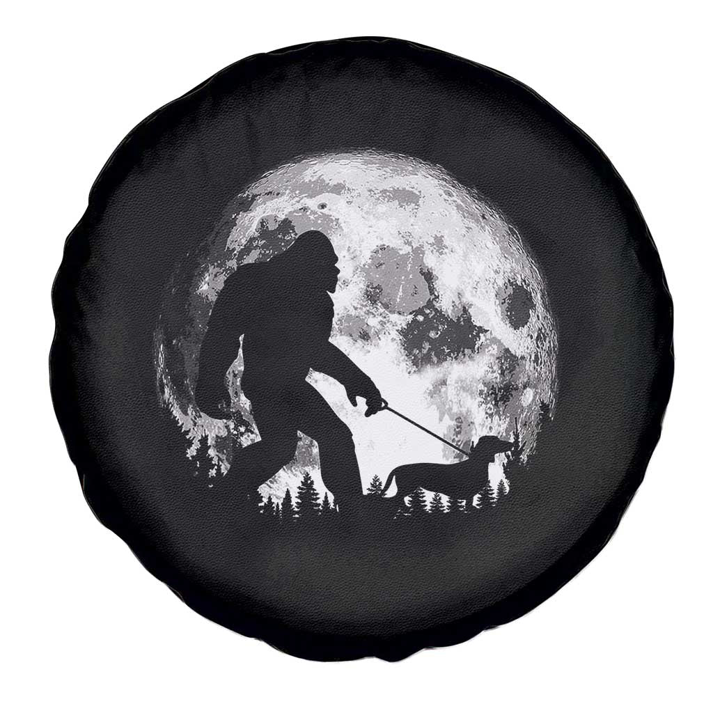 Bigfoot Walking Dachshund Spare Tire Cover Funny Doxie Wiener Sasquatch Night Stroll Full Moon TS10 Print Your Wear