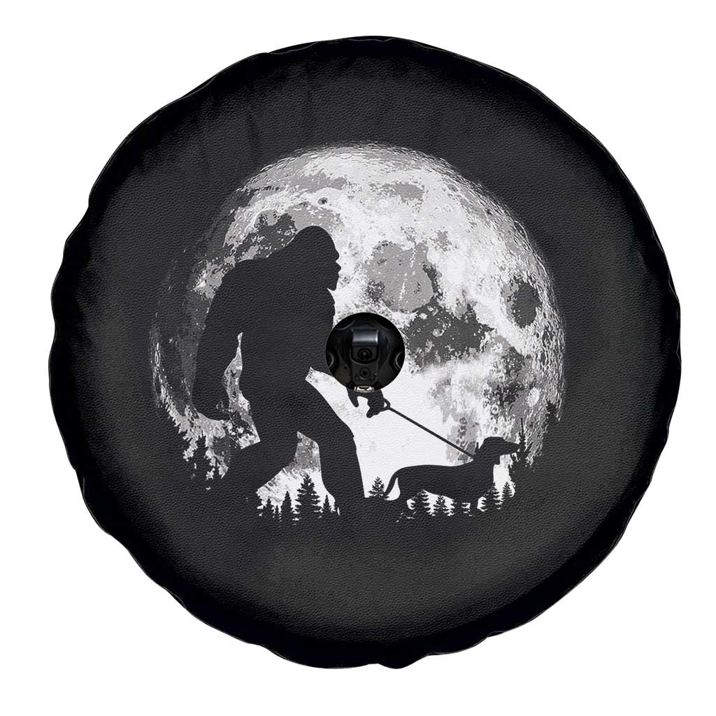 Bigfoot Walking Dachshund Spare Tire Cover Funny Doxie Wiener Sasquatch Night Stroll Full Moon TS10 Print Your Wear