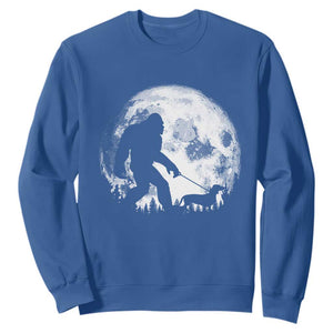 Bigfoot Walking Dachshund Sweatshirt Funny Doxie Wiener Sasquatch Night Stroll Full Moon TS10 Royal Blue Print Your Wear