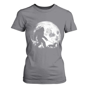 Bigfoot Walking Dachshund T Shirt For Women Funny Doxie Wiener Sasquatch Night Stroll Full Moon TS10 Charcoal Print Your Wear