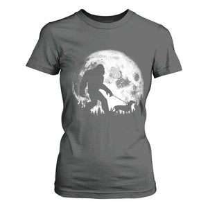 Bigfoot Walking Dachshund T Shirt For Women Funny Doxie Wiener Sasquatch Night Stroll Full Moon TS10 Dark Heather Print Your Wear