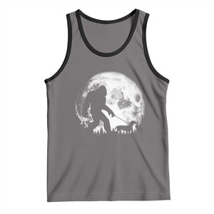 Bigfoot Walking Dachshund Tank Top Funny Doxie Wiener Sasquatch Night Stroll Full Moon TS10 Deep Heather Black Print Your Wear
