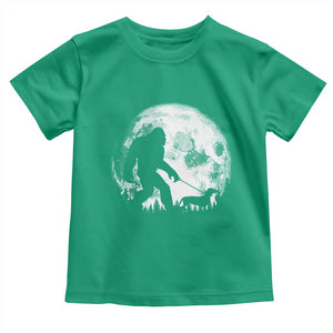 Bigfoot Walking Dachshund Toddler T Shirt Funny Doxie Wiener Sasquatch Night Stroll Full Moon TS10 Irish Green Print Your Wear