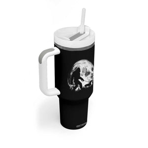 Bigfoot Walking Dachshund Tumbler With Handle Funny Doxie Wiener Sasquatch Night Stroll Full Moon TS10 Print Your Wear