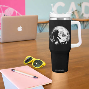 Bigfoot Walking Dachshund Tumbler With Handle Funny Doxie Wiener Sasquatch Night Stroll Full Moon TS10 Print Your Wear