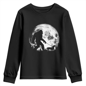 Bigfoot Walking Dachshund Youth Sweatshirt Funny Doxie Wiener Sasquatch Night Stroll Full Moon TS10 Black Print Your Wear