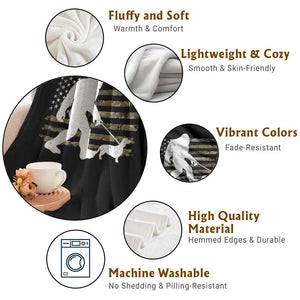 Bigfoot Walking Dachshund Throw Blanket Sasquatch Camo American Flag USA Military Patriotic TS10 Print Your Wear