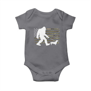 Bigfoot Walking Dachshund Baby Onesie Sasquatch Camo American Flag USA Military Patriotic TS10 Charcoal Print Your Wear