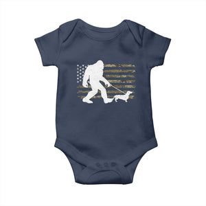 Bigfoot Walking Dachshund Baby Onesie Sasquatch Camo American Flag USA Military Patriotic TS10 Navy Print Your Wear