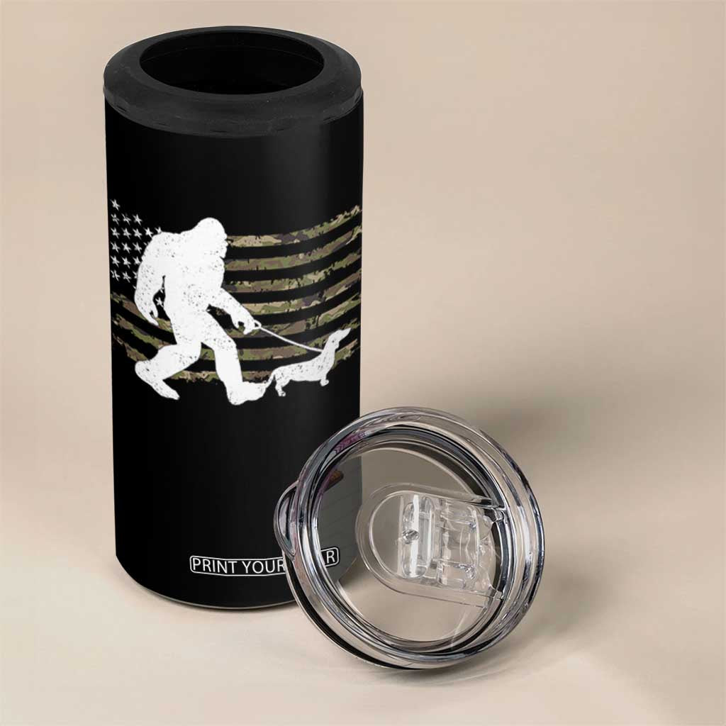 Bigfoot Walking Dachshund 4 in 1 Can Cooler Tumbler Sasquatch Camo American Flag USA Military Patriotic TS10 Print Your Wear