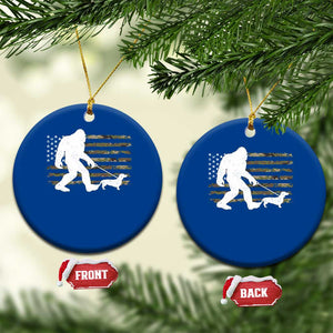 Bigfoot Walking Dachshund Ceramic Ornament Sasquatch Camo American Flag USA Military Patriotic TS10 1pc Blue Print Your Wear