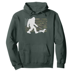 Bigfoot Walking Dachshund Hoodie Sasquatch Camo American Flag USA Military Patriotic TS10 Dark Forest Green Print Your Wear