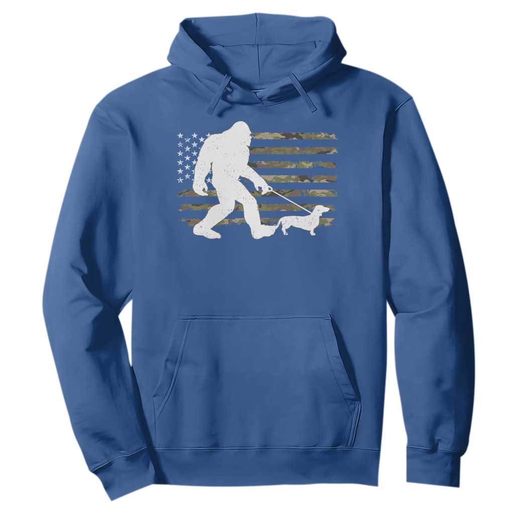 Bigfoot Walking Dachshund Hoodie Sasquatch Camo American Flag USA Military Patriotic TS10 Royal Blue Print Your Wear