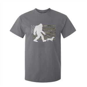 Bigfoot Walking Dachshund T Shirt For Kid Sasquatch Camo American Flag USA Military Patriotic TS10 Charcoal Print Your Wear