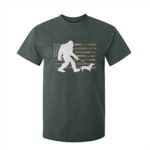 Bigfoot Walking Dachshund T Shirt For Kid Sasquatch Camo American Flag USA Military Patriotic TS10 Dark Forest Green Print Your Wear