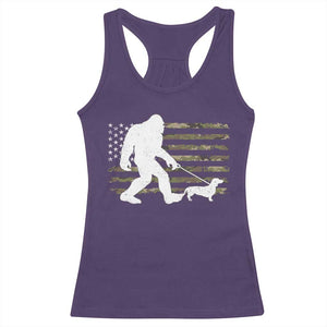 Bigfoot Walking Dachshund Racerback Tank Top Sasquatch Camo American Flag USA Military Patriotic TS10 Purple Print Your Wear