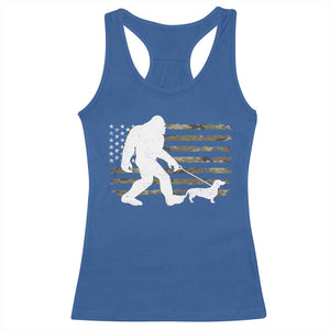 Bigfoot Walking Dachshund Racerback Tank Top Sasquatch Camo American Flag USA Military Patriotic TS10 Royal Blue Print Your Wear
