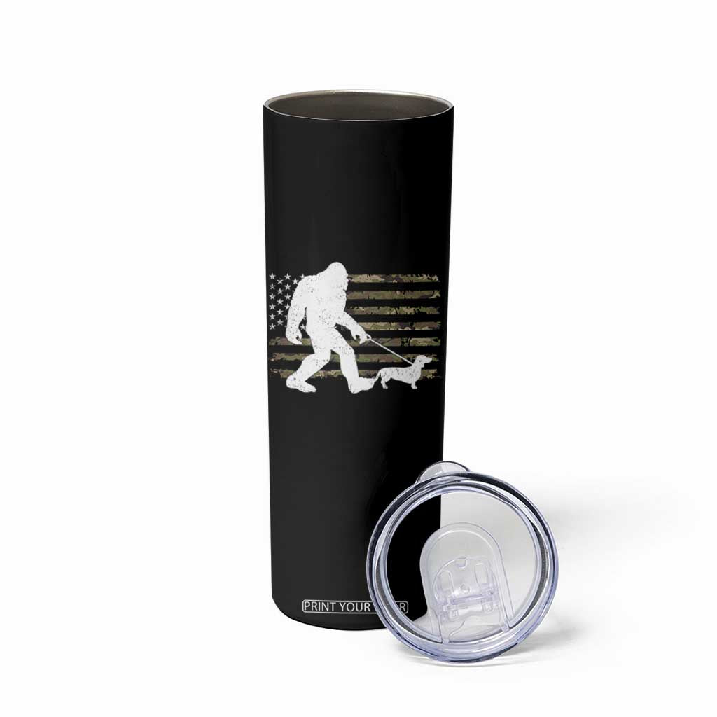 Bigfoot Walking Dachshund Skinny Tumbler Sasquatch Camo American Flag USA Military Patriotic TS10 Print Your Wear