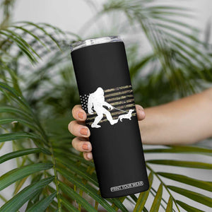 Bigfoot Walking Dachshund Skinny Tumbler Sasquatch Camo American Flag USA Military Patriotic TS10 Print Your Wear