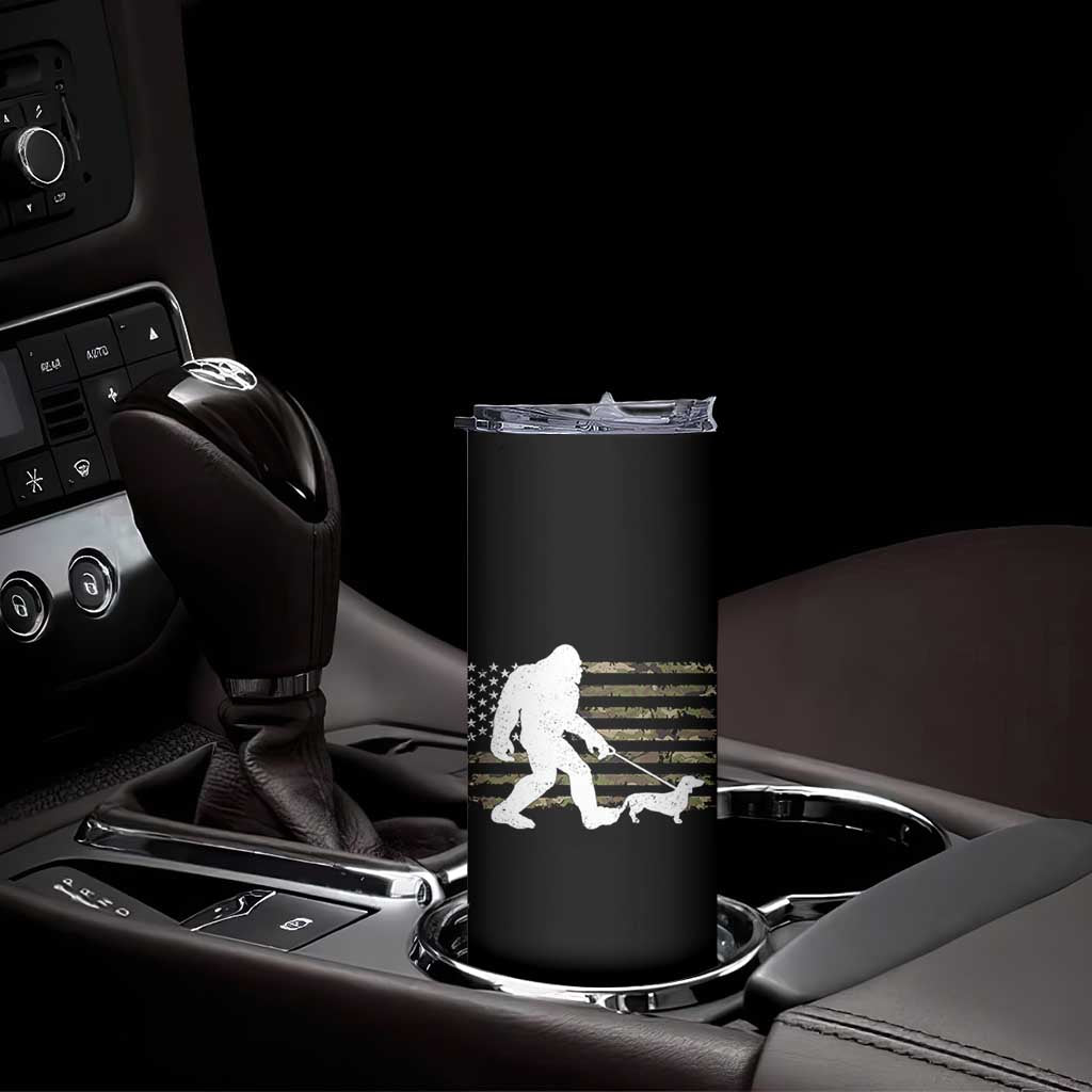 Bigfoot Walking Dachshund Skinny Tumbler Sasquatch Camo American Flag USA Military Patriotic TS10 Print Your Wear