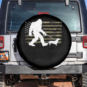 Bigfoot Walking Dachshund Spare Tire Cover Sasquatch Camo American Flag USA Military Patriotic TS10 No hole Black Print Your Wear