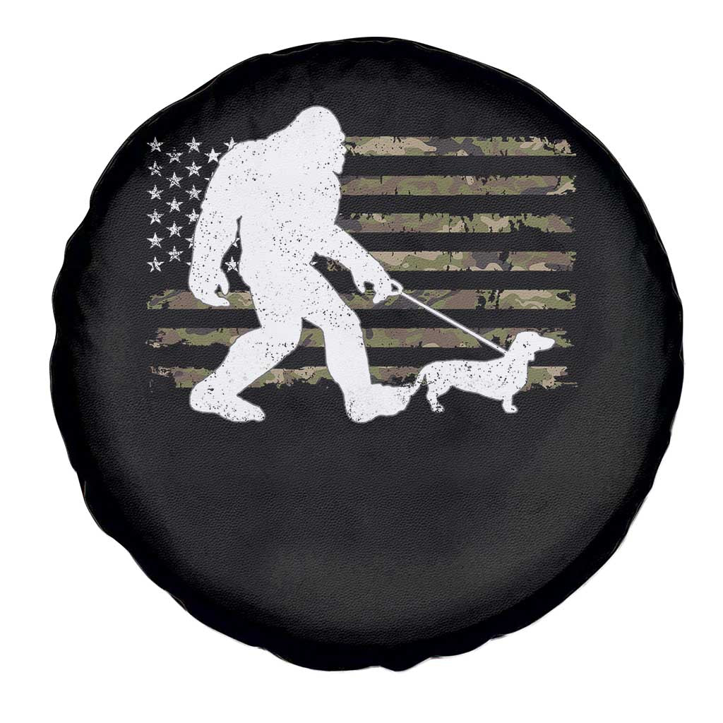 Bigfoot Walking Dachshund Spare Tire Cover Sasquatch Camo American Flag USA Military Patriotic TS10 Print Your Wear