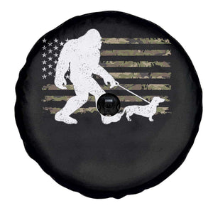 Bigfoot Walking Dachshund Spare Tire Cover Sasquatch Camo American Flag USA Military Patriotic TS10 Print Your Wear