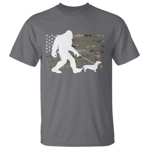 Bigfoot Walking Dachshund T Shirt Sasquatch Camo American Flag USA Military Patriotic TS10 Charcoal Print Your Wear
