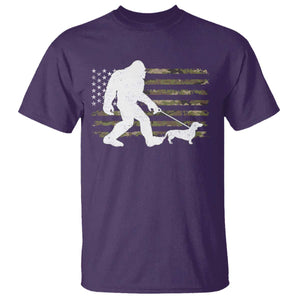 Bigfoot Walking Dachshund T Shirt Sasquatch Camo American Flag USA Military Patriotic TS10 Purple Print Your Wear