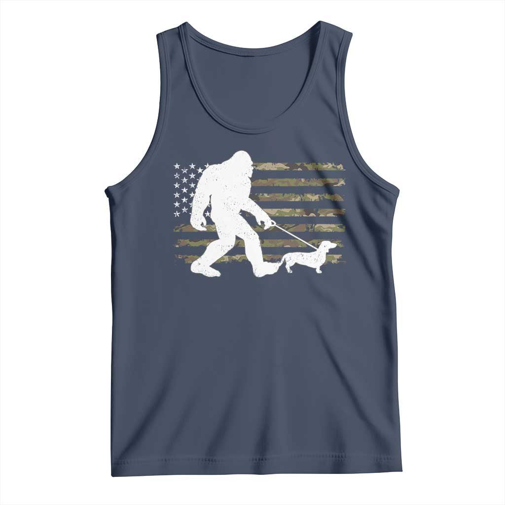Bigfoot Walking Dachshund Tank Top Sasquatch Camo American Flag USA Military Patriotic TS10 Navy Print Your Wear