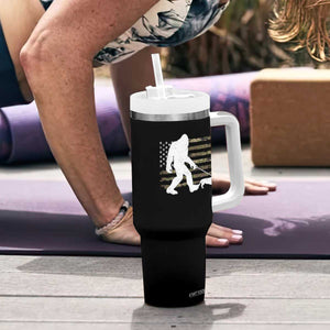 Bigfoot Walking Dachshund Tumbler With Handle Sasquatch Camo American Flag USA Military Patriotic TS10 Print Your Wear