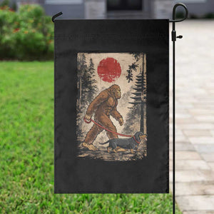 Bigfoot Dachshund Lovers Garden Flag Japanese Vintage Graphic Ukiyo-e Art Sasquatch Wiener Dog Gift TS10 Print Your Wear