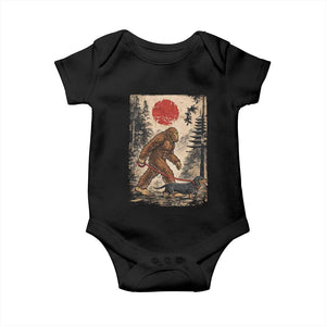 Bigfoot Dachshund Lovers Baby Onesie Japanese Vintage Graphic Ukiyo-e Art Sasquatch Wiener Dog Gift TS10 Black Print Your Wear