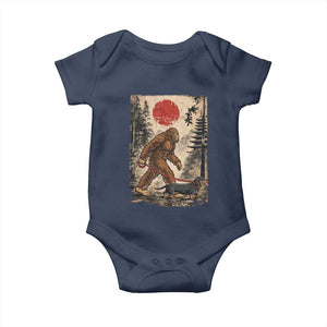 Bigfoot Dachshund Lovers Baby Onesie Japanese Vintage Graphic Ukiyo-e Art Sasquatch Wiener Dog Gift TS10 Navy Print Your Wear
