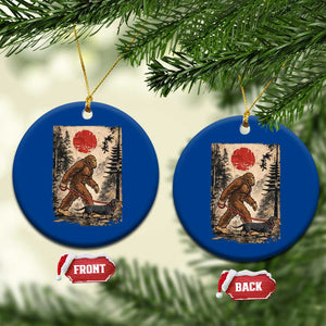Bigfoot Dachshund Lovers Ceramic Ornament Japanese Vintage Graphic Ukiyo-e Art Sasquatch Wiener Dog Gift TS10 1pc Blue Print Your Wear